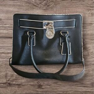 Michael Kors Hamilton Medium Specchio Black Leather Tote (5604)